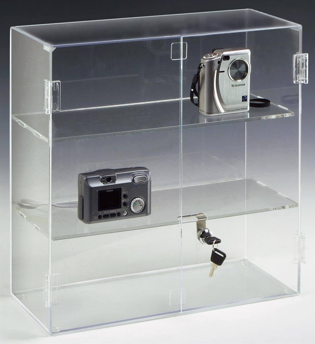 16.5 by 16.25-Inch Countertop Acrylic Display Case with 2 Shelves S370